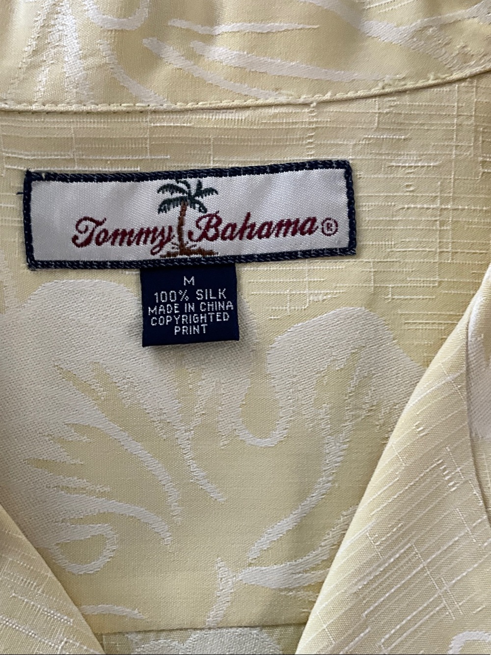 Tommy Bahama Pale Yellow Floral Short Sleeve Camp Shirt - Picture 2 of 4